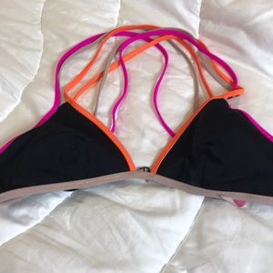 Black and neon bikini top